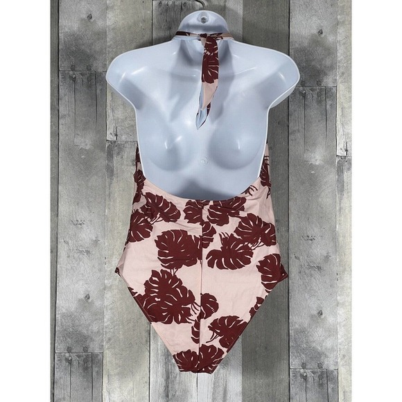 LA DOUBLEJ Print One-Piece Swimsuit halter neck reversible Pink Multicolor SZ-XL - Picture 4 of 7
